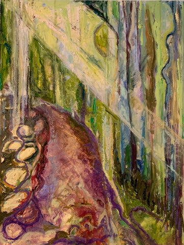 In the Woods Near Helm's Cove, N.J., oil on panel painting by Cerulean Arts Collective member Noreen Scott Garrity