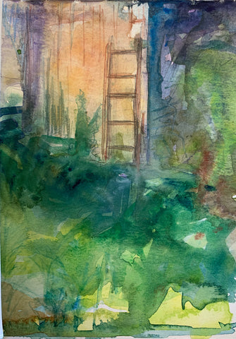 Summer Gardent I, watercolor on paper painting by Cerulean Arts Collective member Noreen Scott Garrity