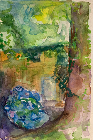 Summer Gardent II, watercolor on paper painting by Cerulean Arts Collective member Noreen Scott Garrity