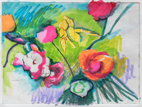 Spring Green, watercolor over drypoint work on paper by Philadelphia artist Bill Scott.&nbsp; Included in the exhibition Love Letters to an Unknowable Future - Paintings and Works on Paper, at Cerulean Arts April 23 - May 18, 2025.