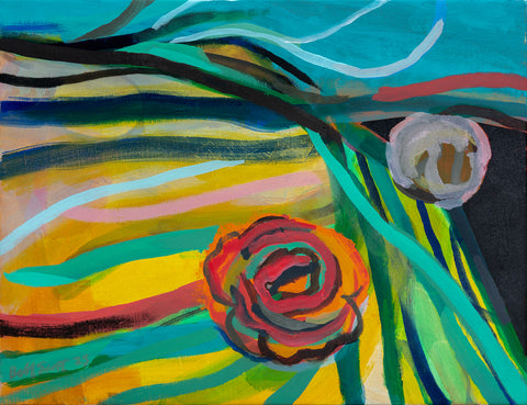 Two Flowers for You, oil on canvas painting by Philadelphia artist Bill Scott. Included in the exhibition Love Letters to an Unknowable Future - Paintings and Works on Paper, at Cerulean Arts April 23 - May 18, 2025.