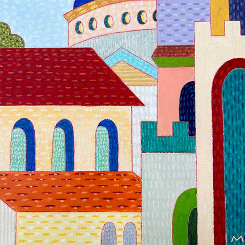 Closeup, acrylic and color pencil on panel painting by Cerulean Arts Collective member Michael Smith