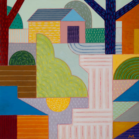 Ensemble Detail, acrylic and color pencil on panel painting by Cerulean Arts Collective member Michael Smith