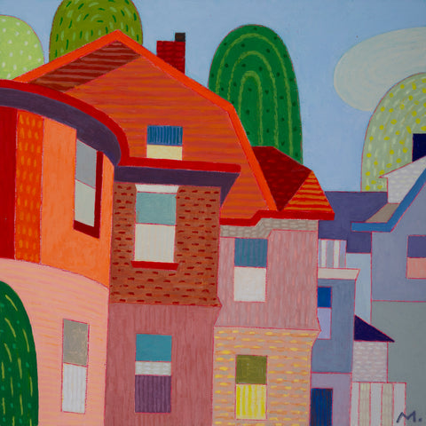 Round House, acrylic and color pencil on panel painting by Cerulean Arts Collective member Michael Smith