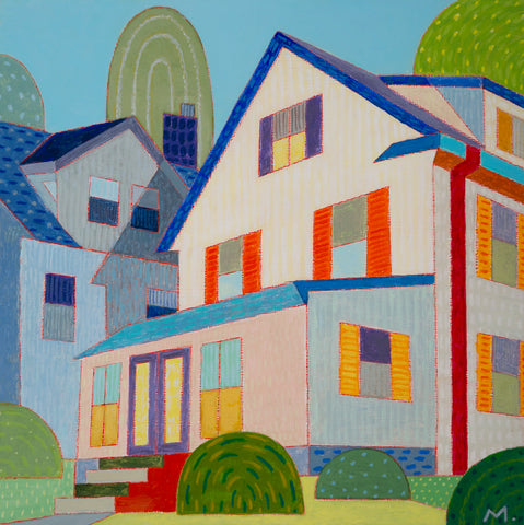 The White House, acrylic and color pencil on panel painting by Cerulean Arts Collective member Michael Smith