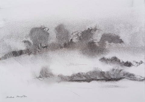 August Clouds #1, charcoal drawing on paper by Cerulean Arts Collective Member Christine Stoughton