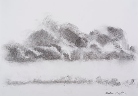 August Clouds #2, charcoal drawing on paper by Cerulean Arts Collective Member Christine Stoughton