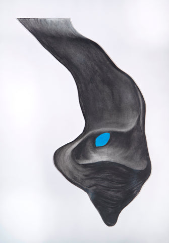 Portal, hand-colored collagraph, charcoal & ink drawing with collage on paper by Cerulean Arts Collective Member Christine Stoughton