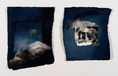 The Storm, lithograph with ink drawing and handmade paper collage on paper by Cerulean Arts Collective Member Christine Stoughton