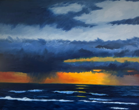 Afternoon Clearing, oil on canvas seascape painting by Cerulean Arts Collective Member Joseph Sweeney.