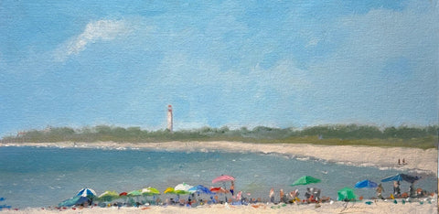 Cape May Umbrellas, acrylic on canvas panel painting by Cerulean Arts Collective Member Joseph Sweeney.