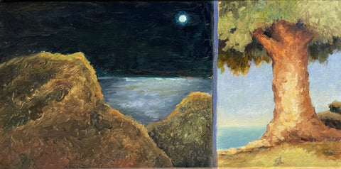 Study for Noctuelles and Oiseaux tristes, oil on linen painting by Cerulean Arts Collective Member Jeff Thomsen