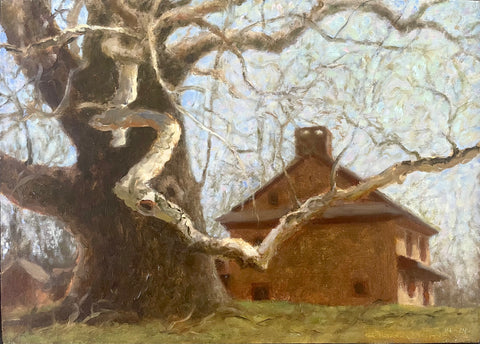 The Lafayette Sycamore and Gilpin House, oil on linen on board painting by Cerulean Arts Collective Member Jeff Thomsen
