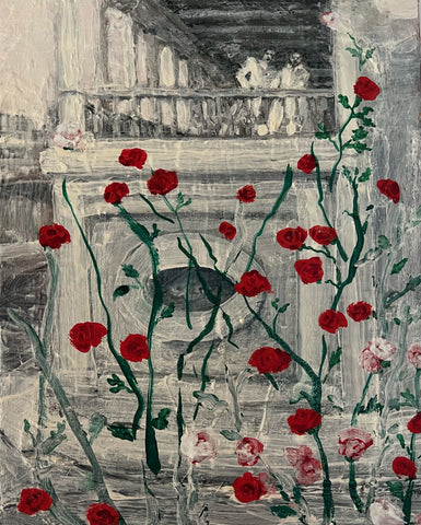 Beginning to Forget, oil on panel painting by Maine artist Louise Vinueza.