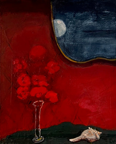 Night Reflected, oil on panel painting by Maine artist Louise Vinueza.