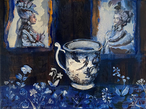 Past Lives, oil on canvas painting by Maine artist Louise Vinueza.