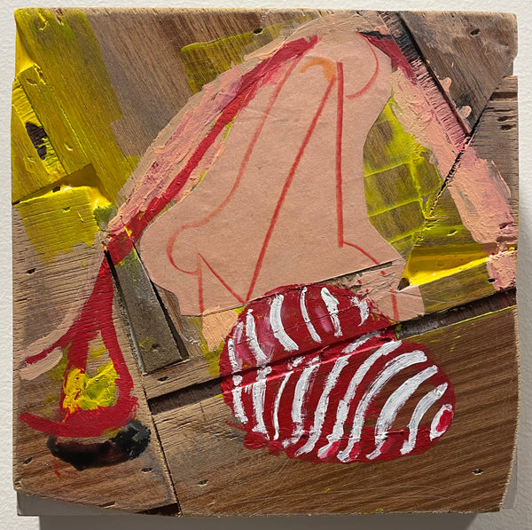 No Nose Knows, pencil, acrylic and paper on wood painting by Ryan Ward available at Cerulean Arts