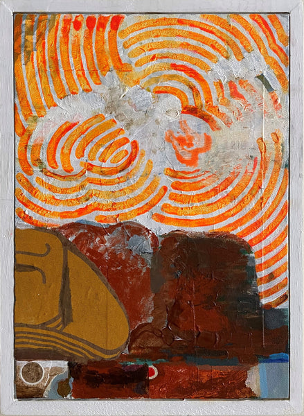 Scoundrels Barrel Roll Over and Over Side by Side, acrylic and paper on canvas painting by Ryan Ward available at Cerulean Arts.  