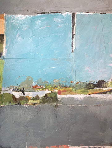 Greenwich Farm 5, mixed media collage on board by Cerulean Arts Collective member Mark Willie