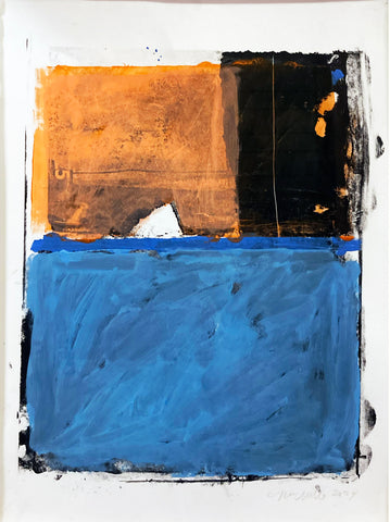 Landscape 3, stone lithograph & acrylic paint on paper print by Cerulean Arts Collective member Mark Willie