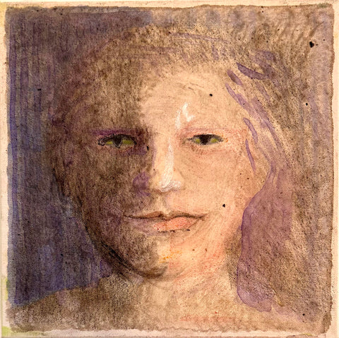 Ashley, acrylic with ashes, ink and graphite on canvas painting by Cerulean Arts Collective Member Ruth Wolf