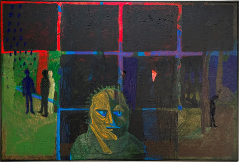 Predestination: Gates (facing a future of repression), acrylic on canvas painting by Cerulean Arts Collective Member Ruth Wolf.