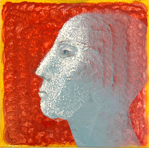 Wava, acrylic with spray paint on canvas painting by Cerulean Arts Collective Member Ruth Wolf